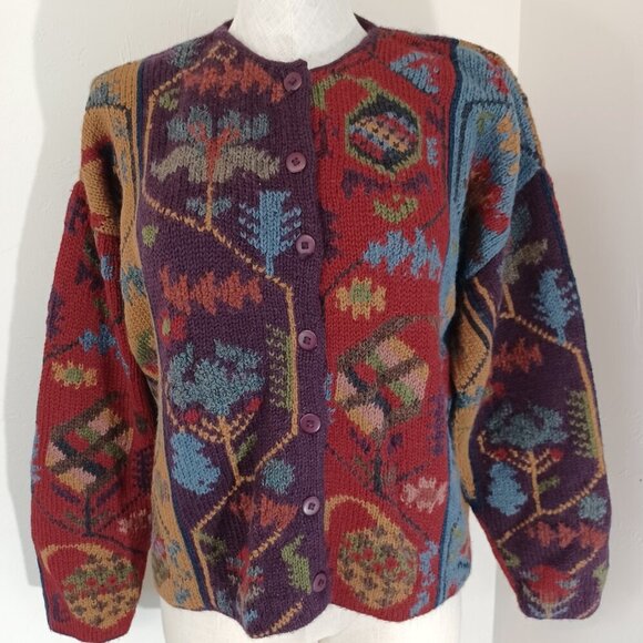 Peruvian Connection Cardigan Sweater 100% Alpaca Button Front Womens Large - Picture 11 of 13